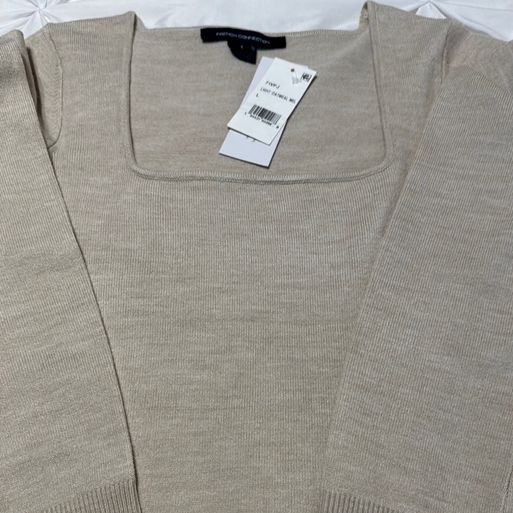 NWT French Connection Women's Beige Knit Sweater Dress 0058